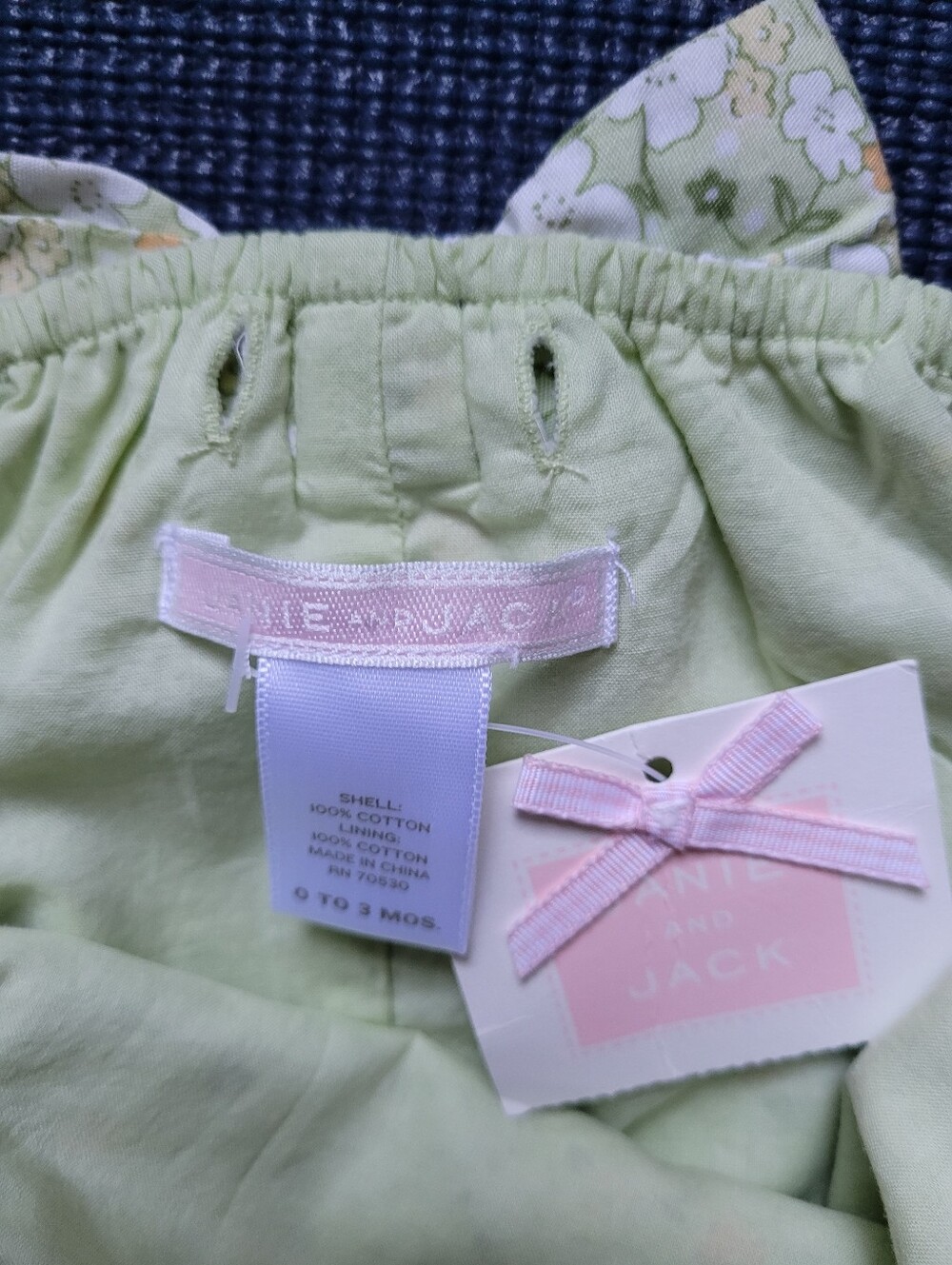 Janie and Jack Green Floral Sunsuit 0-3 mth NWT - Picture 6 of 9